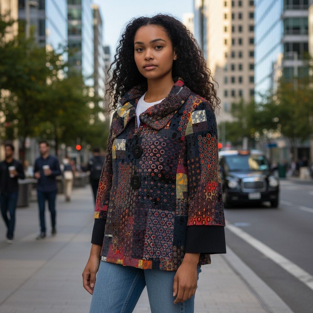 Joseph Ribkoff Multicolor Patchwork Blazer - image 1